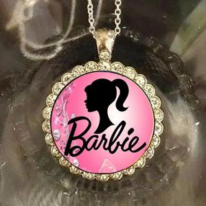 Barbie Doll Girl  925 Silver Rhinestones  Necklace great gift gift wrapped box